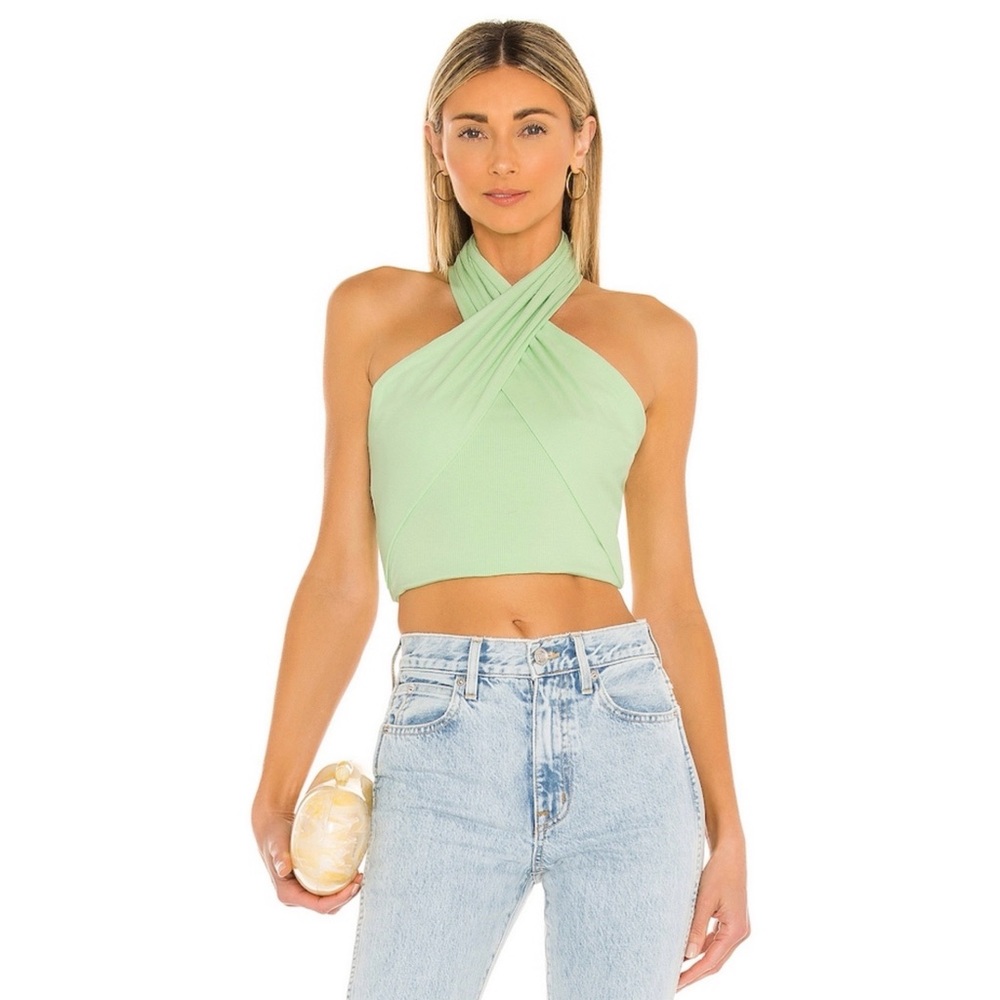 Superdown - Amelie Halterneck Wrap Top in Mint - SZ L